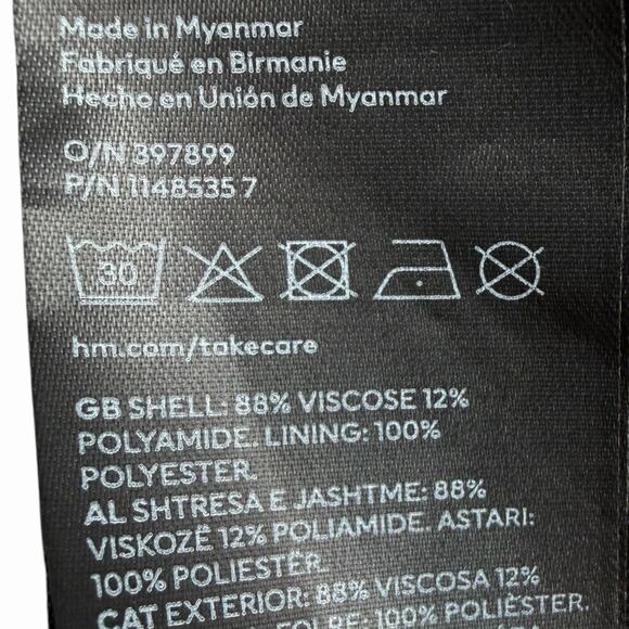 H&M Womens Wrap Dress Black White Polka Dot Midi Extra Long Sleeves Sz M - Picture 14 of 15